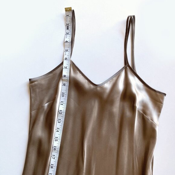 Vintage Pilus Paris 100% Silk Slip Dress Maxi Gown Size S Champagne Side Slits - Picture 7 of 8